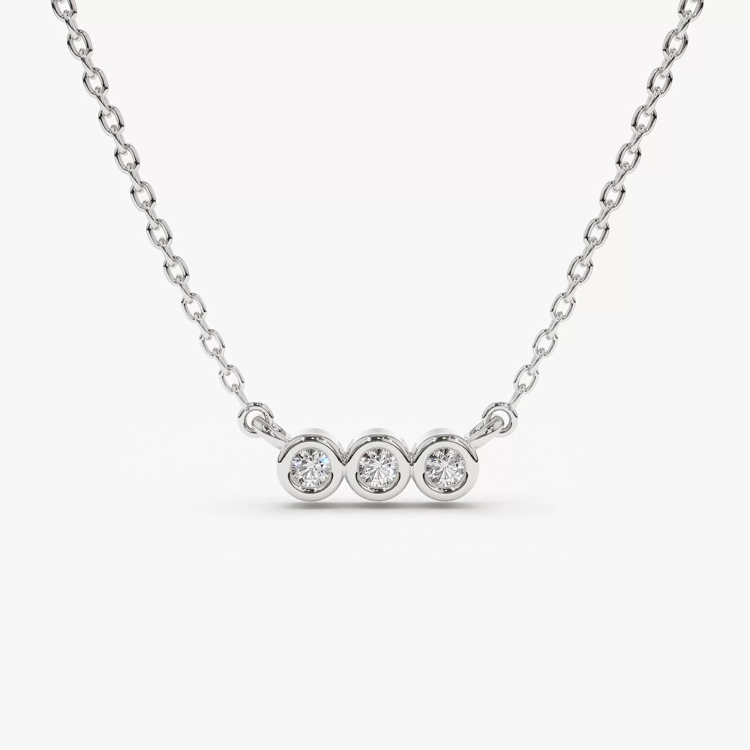 0.10 TCW Round Moissanite Bezel Necklace