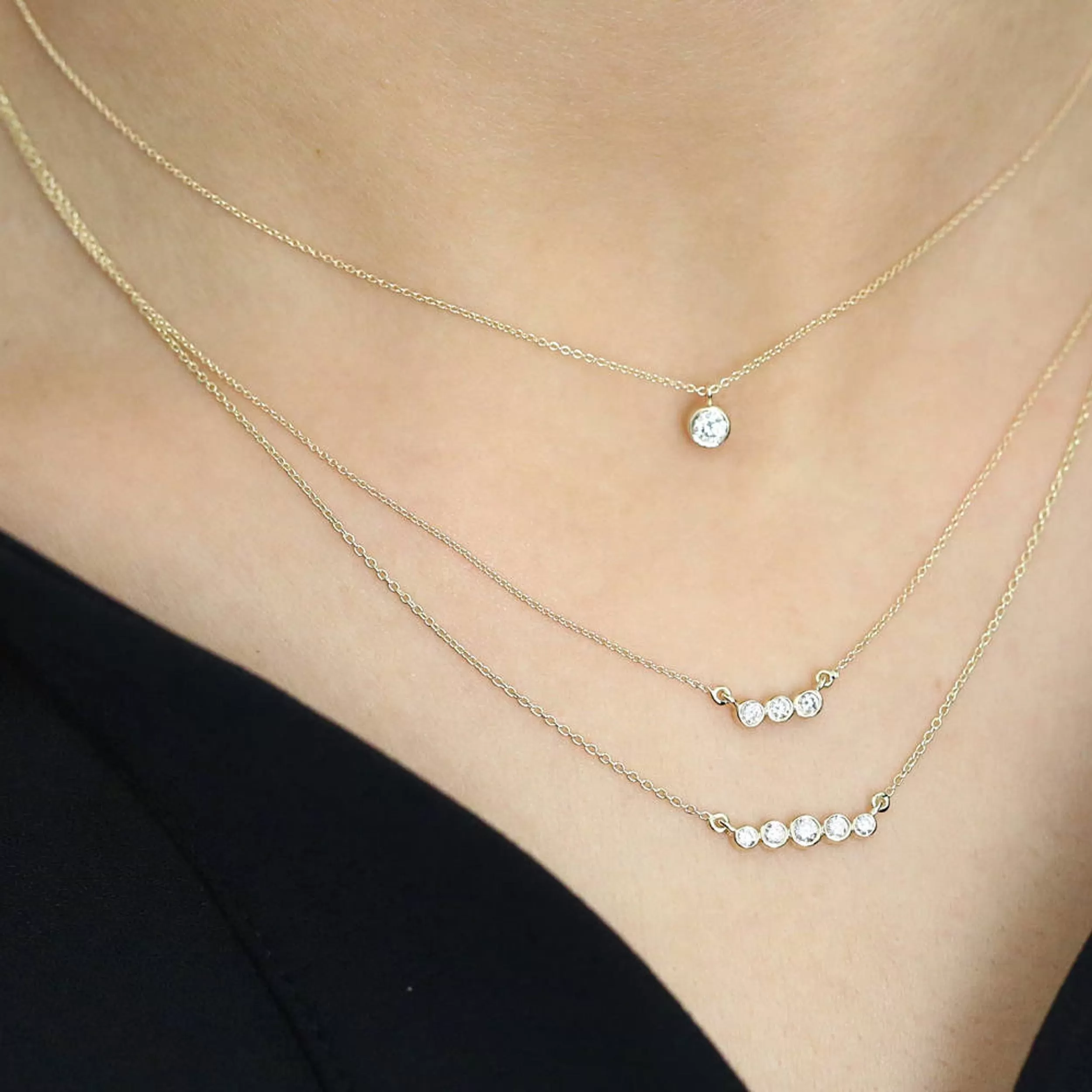 0.10 TCW Round Moissanite Bezel Necklace