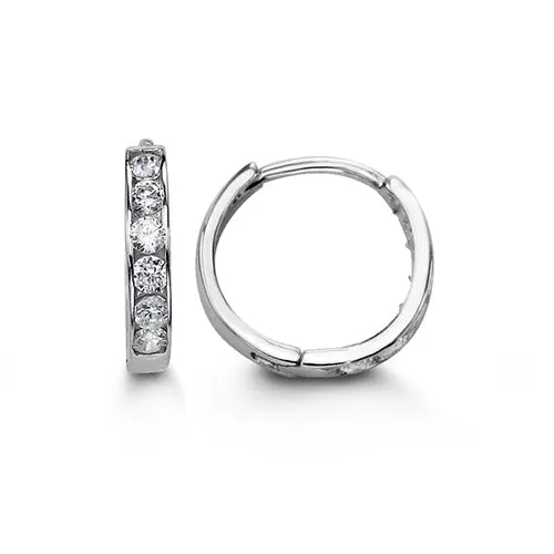 14k Gold Single Row CZ Huggies