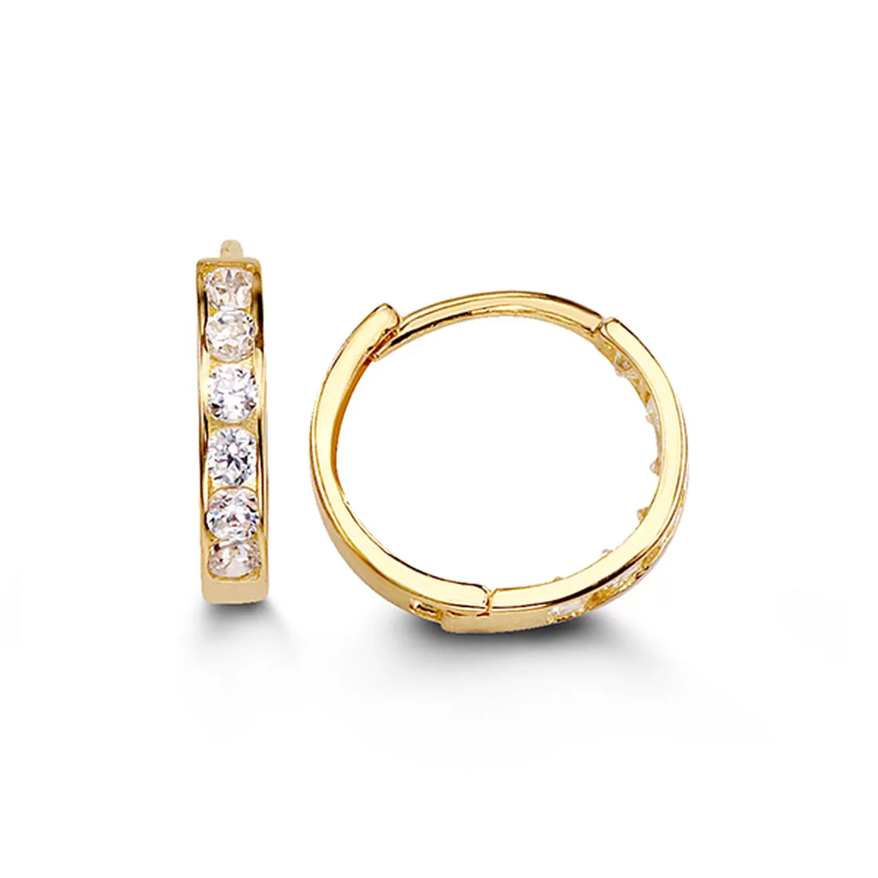 14k Gold Single Row CZ Huggies