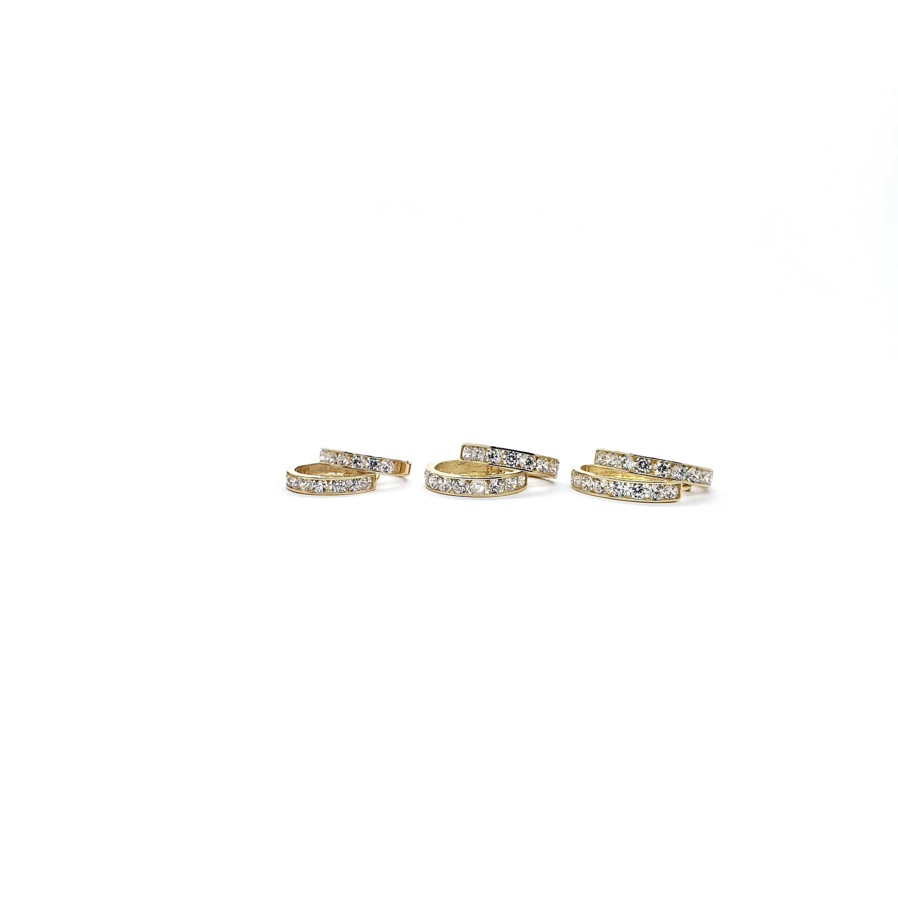 14k Gold Single Row CZ Huggies