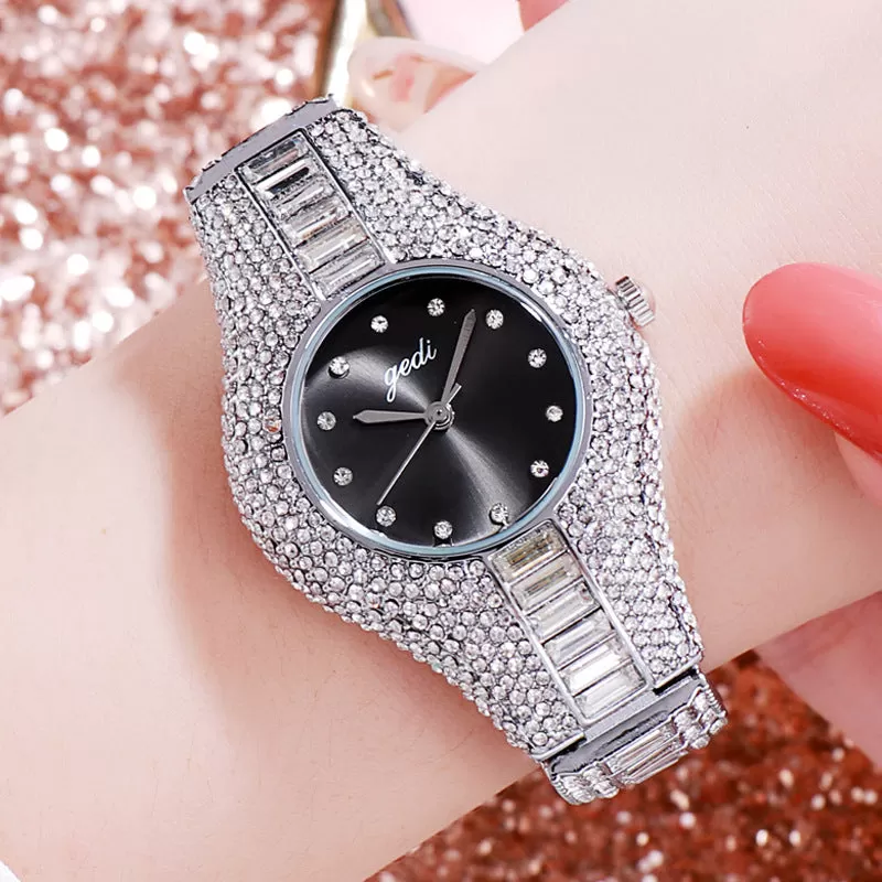 2020 Gedi Women Watches Top Luxury Full Rhinestone Crystal Wristwatch Gift Ladies Relogio Feminino M