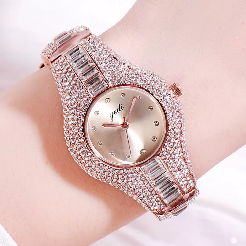 2020 Gedi Women Watches Top Luxury Full Rhinestone Crystal Wristwatch Gift Ladies Relogio Feminino M