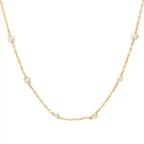 22K Yellow & White Gold Beaded Chain (21.2gm)