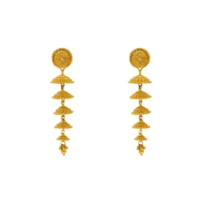 22K Yellow Gold Layered Jhumki Earrings (17.7gm)