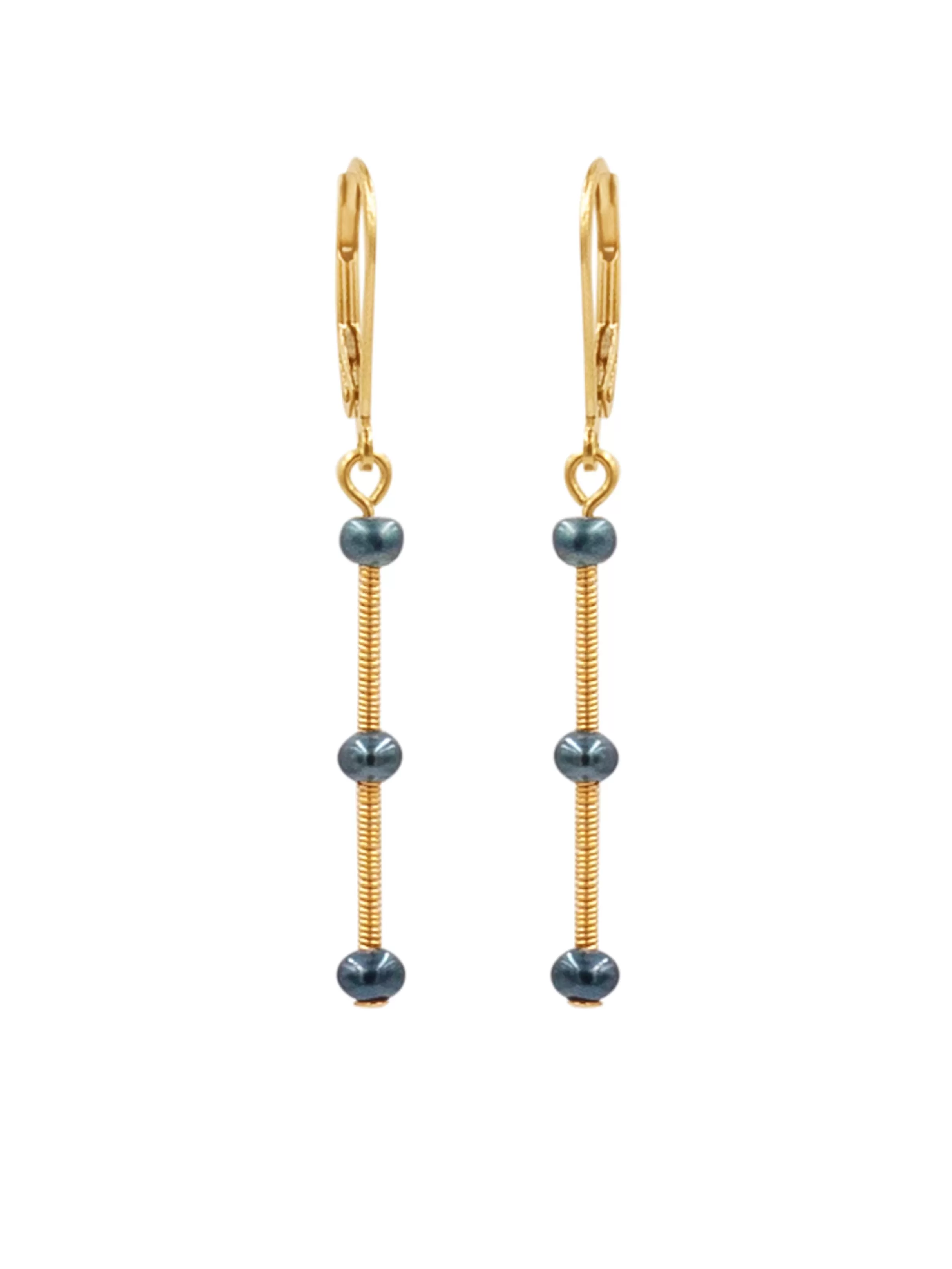 3 Point Balance Bar Pearl Earrings