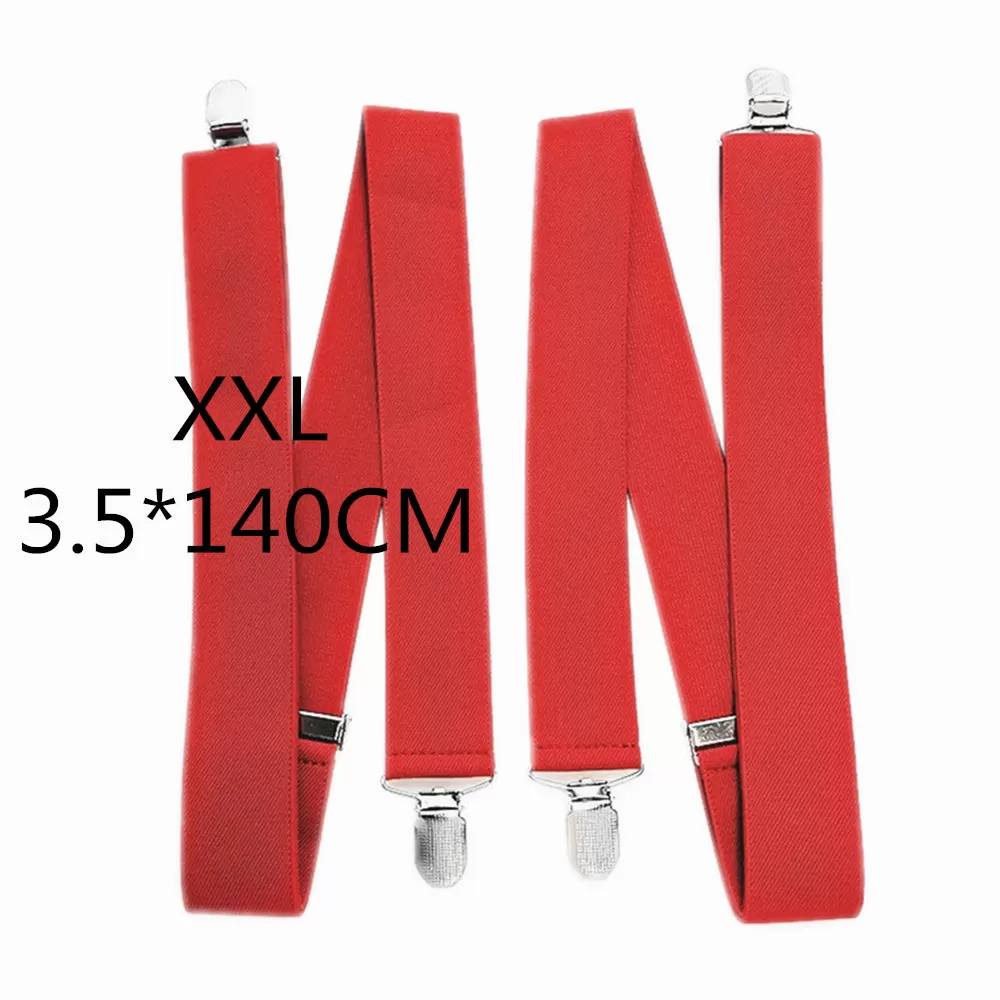 3.5 Cm Wide Solid Color No Cross Suspenders Men 4 Strong Clips Women Suspender For Wedding Party Tro