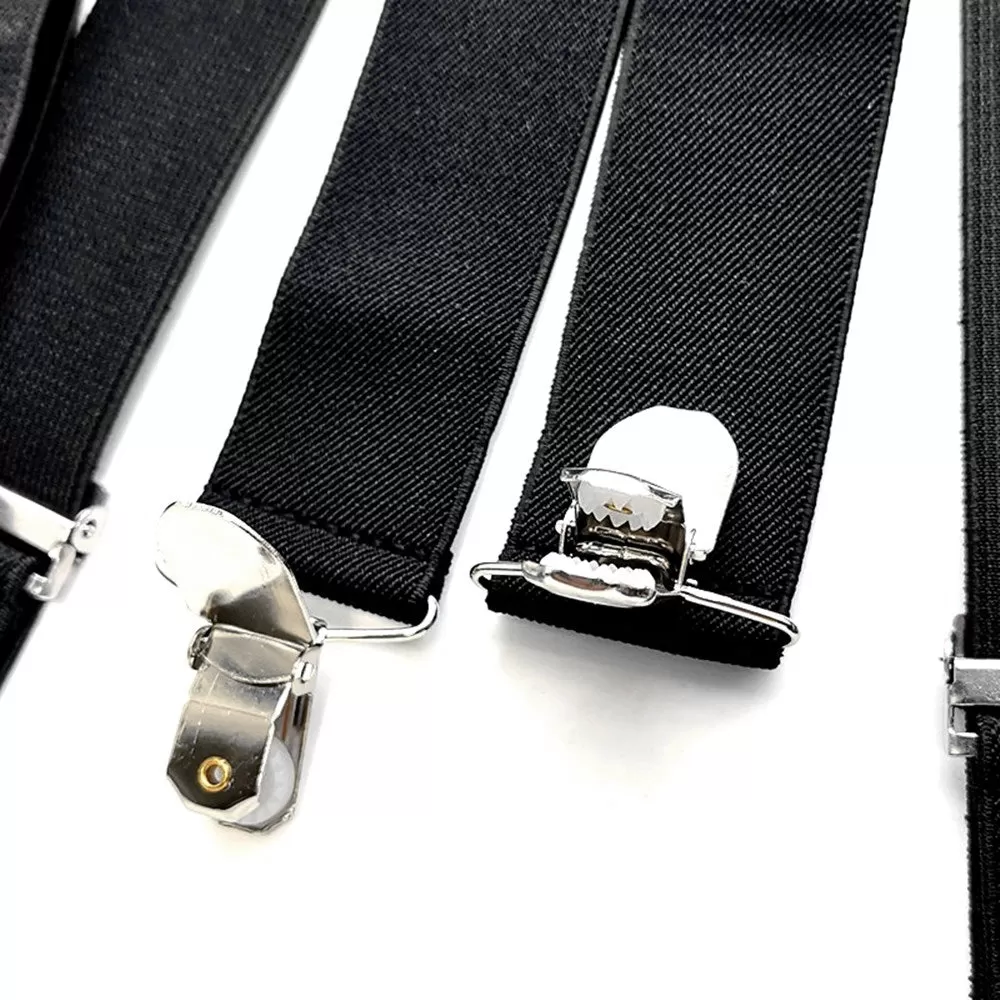 3.5 Cm Wide Solid Color No Cross Suspenders Men 4 Strong Clips Women Suspender For Wedding Party Tro