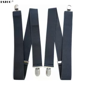 3.5 Cm Wide Solid Color No Cross Suspenders Men 4 Strong Clips Women Suspender For Wedding Party Tro