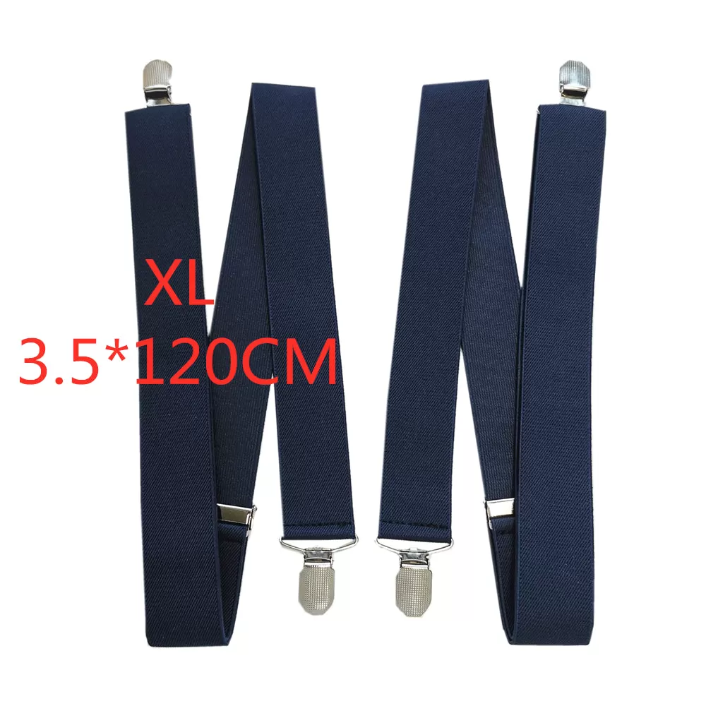 3.5 Cm Wide Solid Color No Cross Suspenders Men 4 Strong Clips Women Suspender For Wedding Party Tro