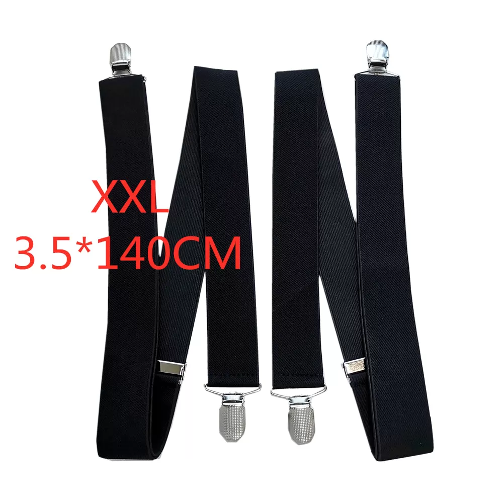 3.5 Cm Wide Solid Color No Cross Suspenders Men 4 Strong Clips Women Suspender For Wedding Party Tro