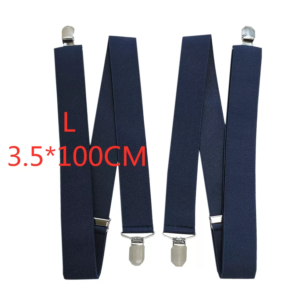 3.5 Cm Wide Solid Color No Cross Suspenders Men 4 Strong Clips Women Suspender For Wedding Party Tro