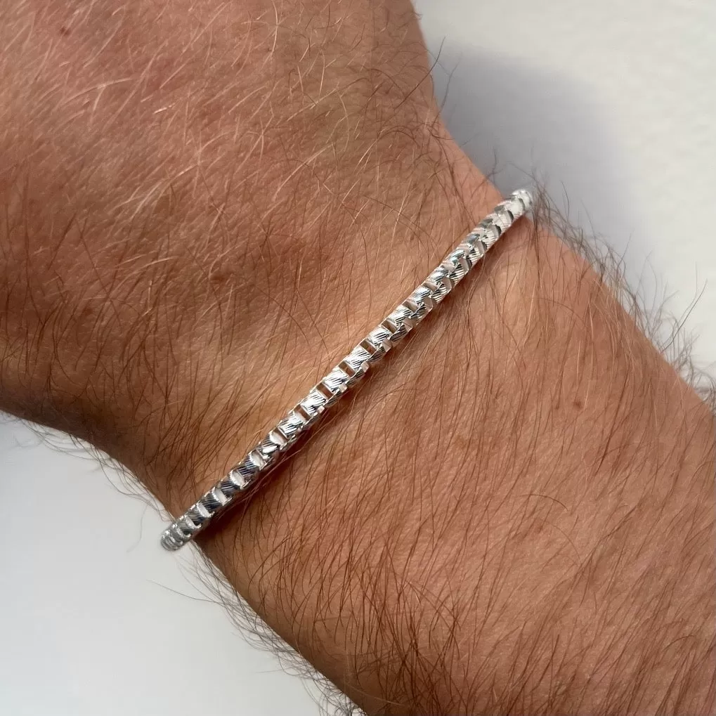 925 Silver Box Cut Bracelet (2.9MM)