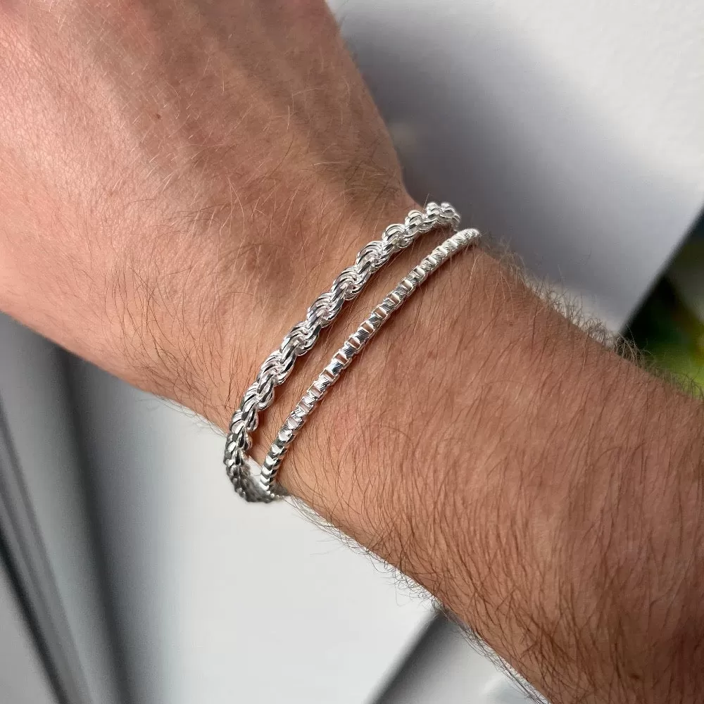 925 Silver Box Cut Bracelet (2.9MM)