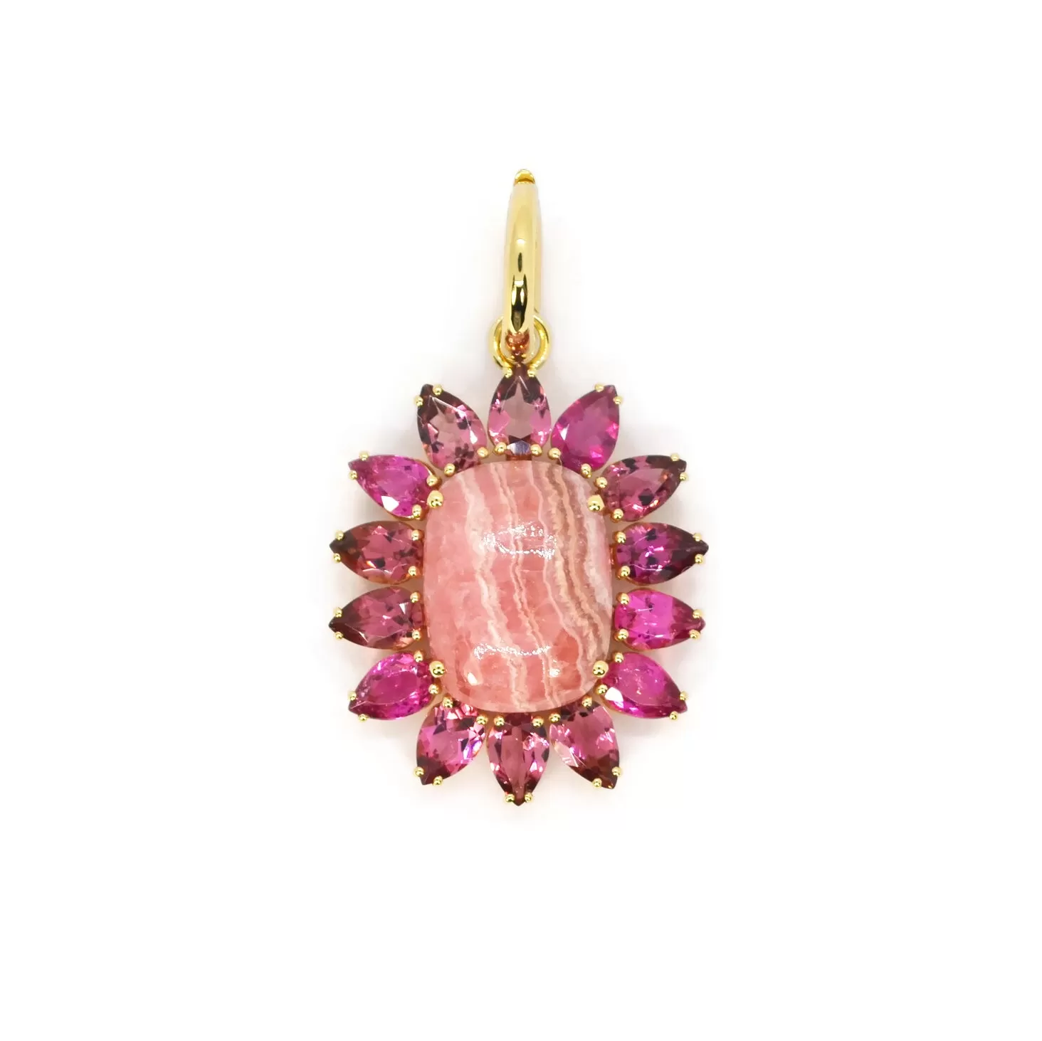 A & Furst - Sole - Pendant with Rhodochrosite and Pink Tourmaline, 18k Yellow Gold