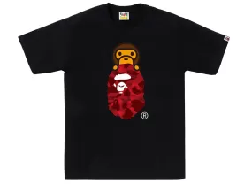 A Bathing Ape Color Camo Milo on Ape Head Tee in Black/Red xld