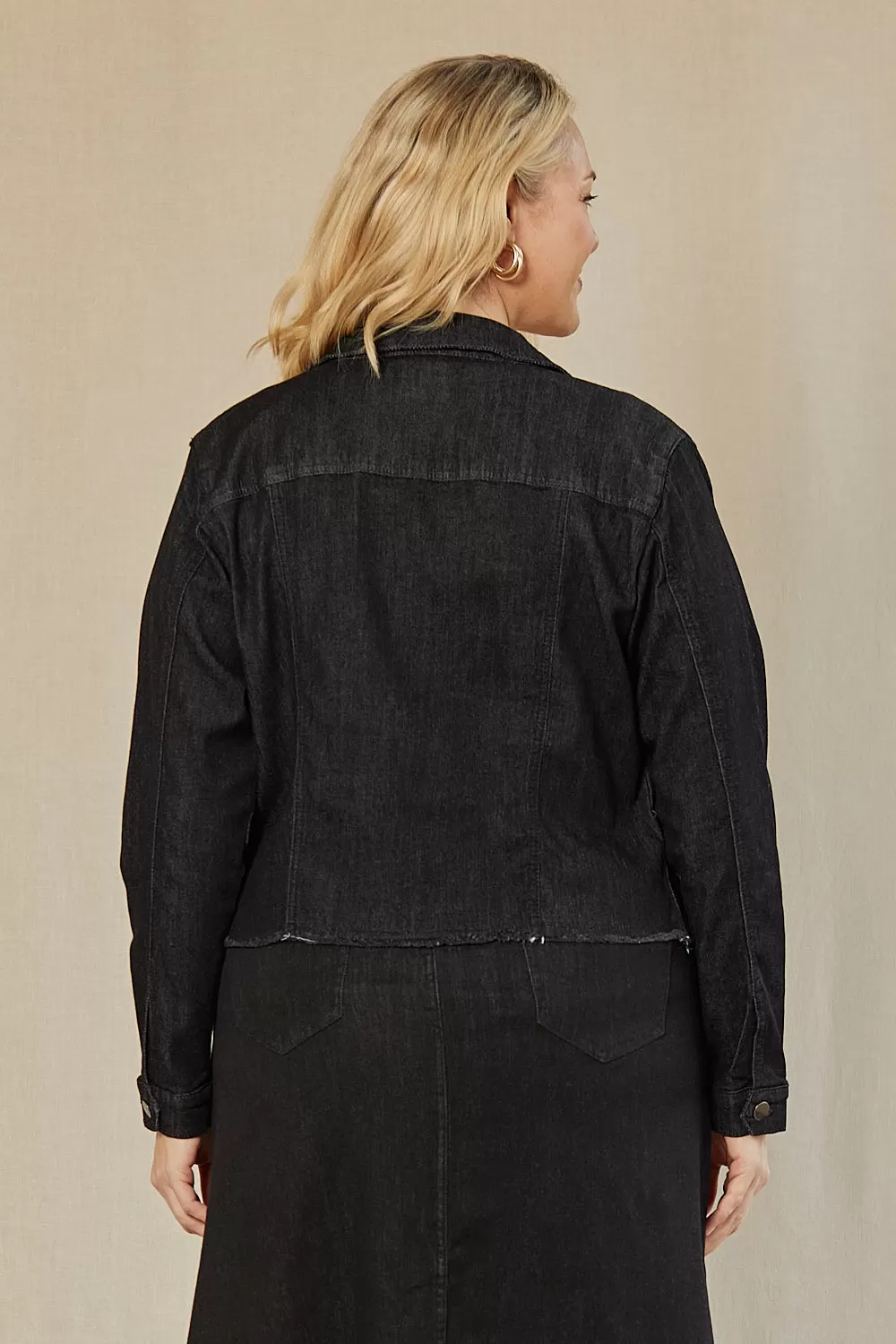 Adrift Cropped Denim Jacket in Black