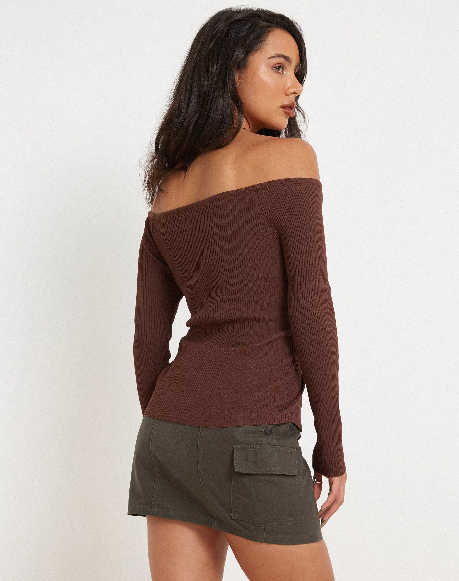 Amandari Bardot Top in Chocolate