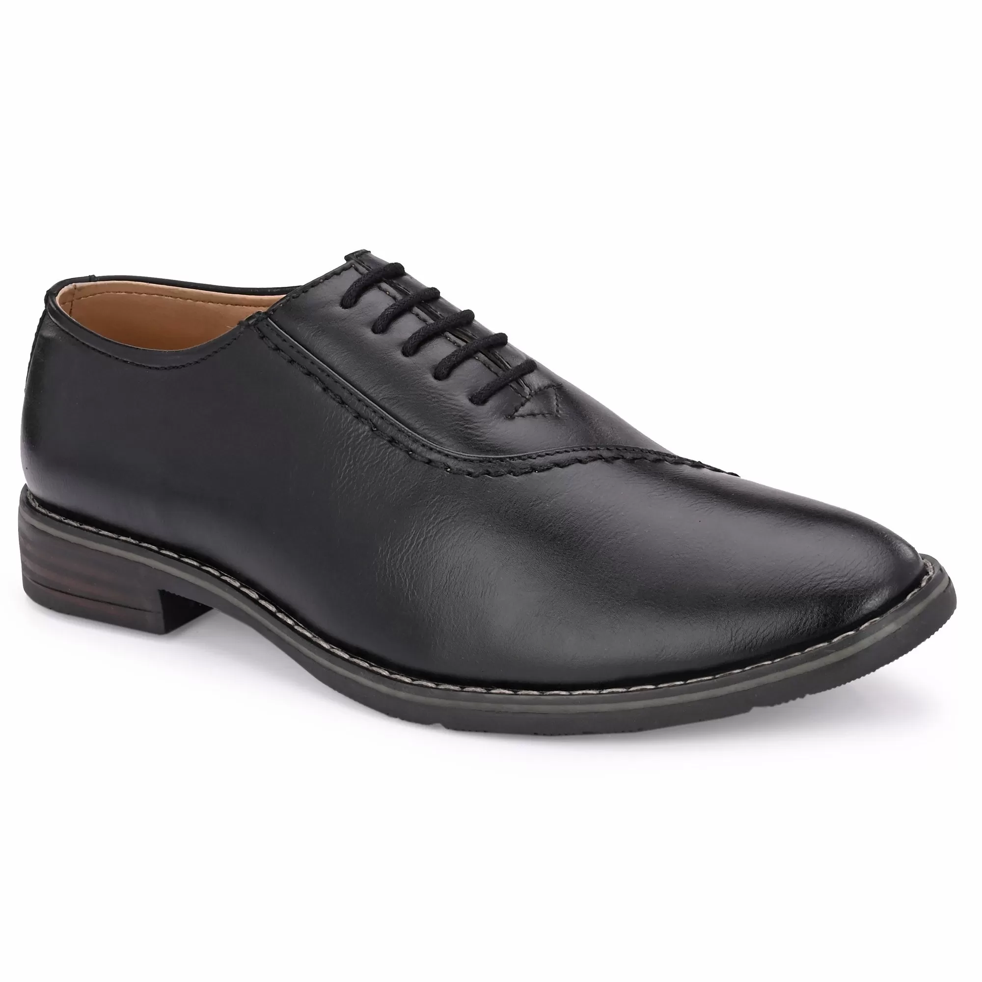 Attitudist Unisex Handcrafted Plain Oxford Black Formal Derby Shoes