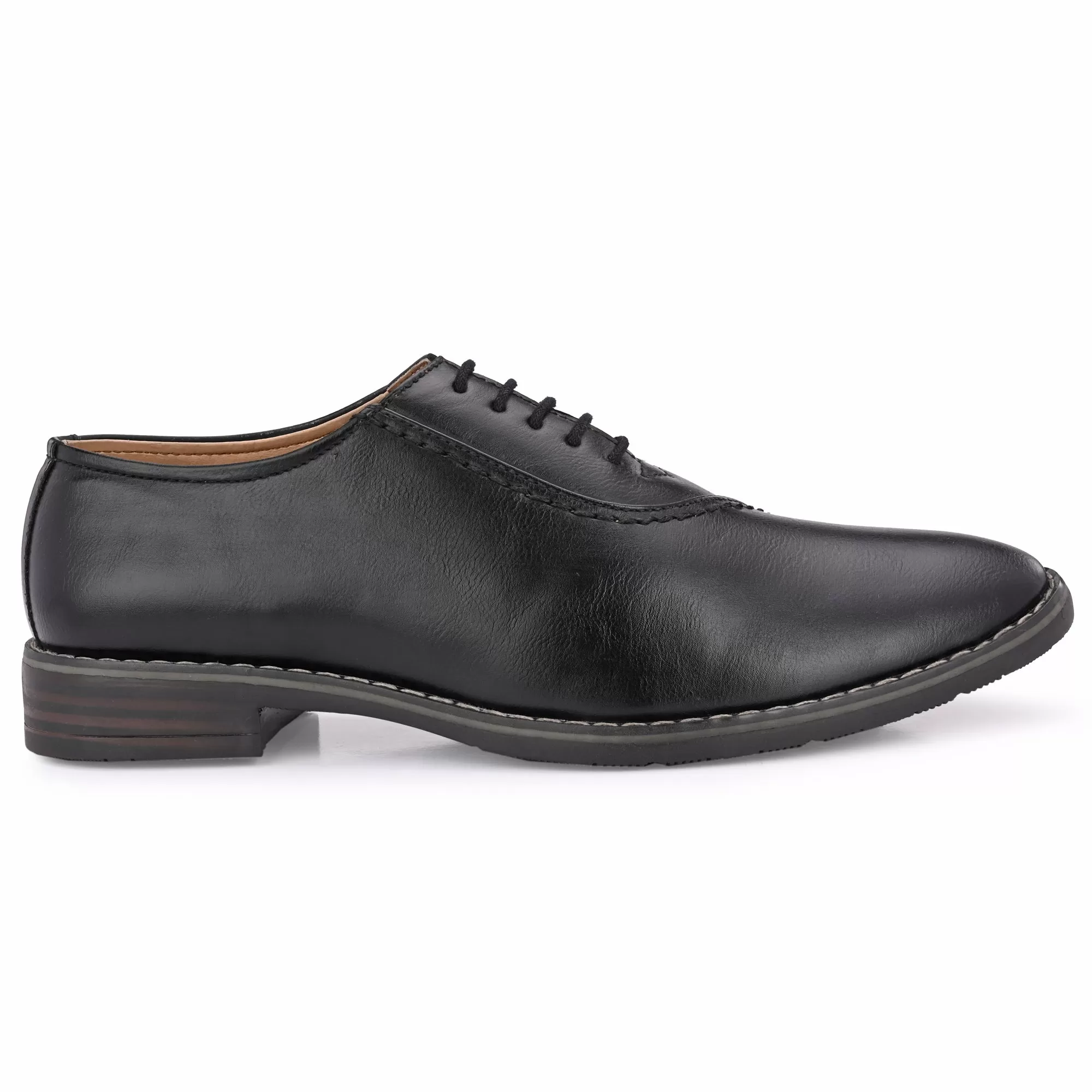 Attitudist Unisex Handcrafted Plain Oxford Black Formal Derby Shoes