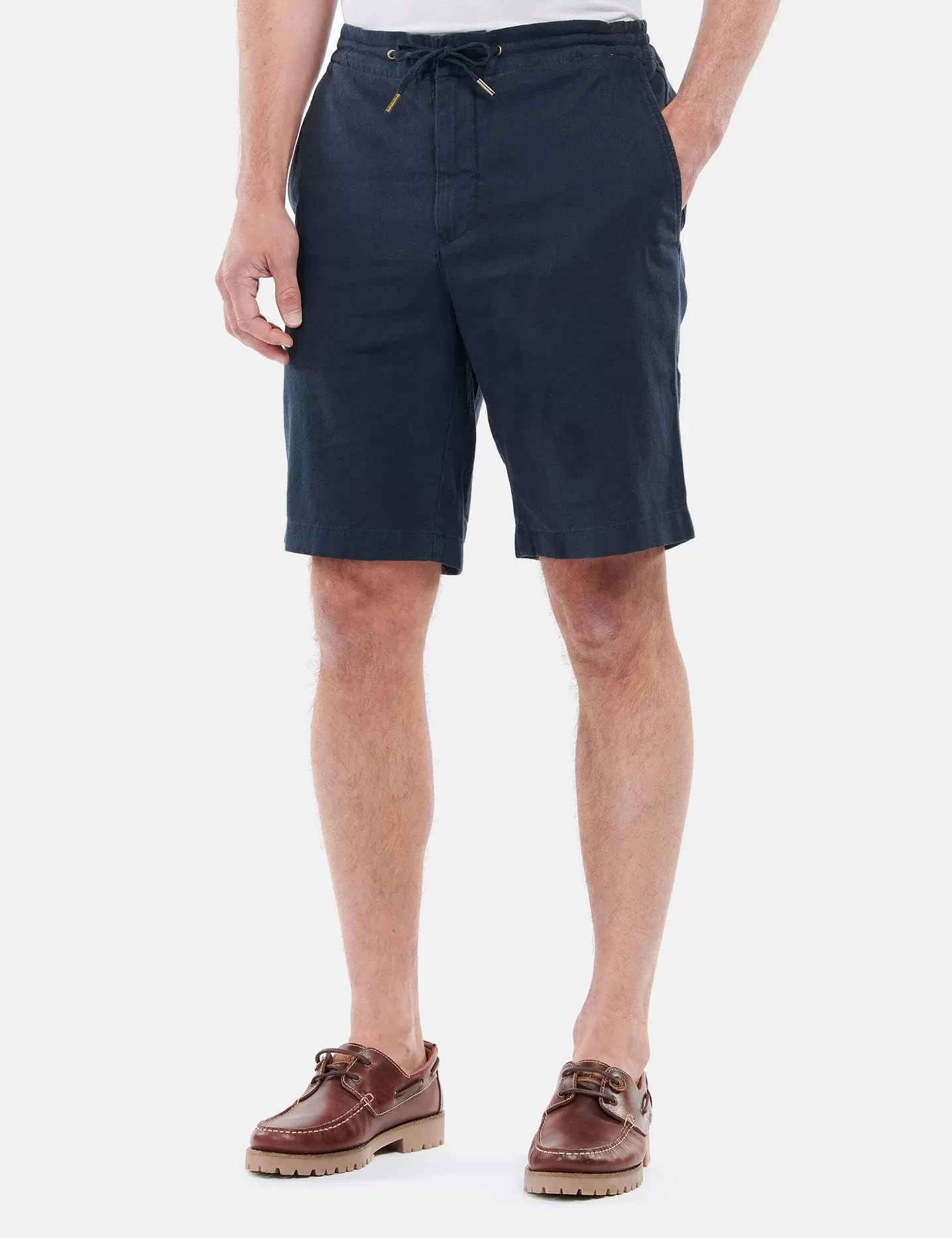 Barbour Linen Cotton Mix Shorts - City Navy Blue