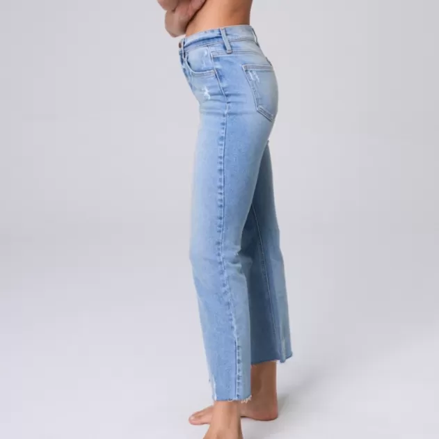 Belle Straight Leg Cropped Light Wash Jeans