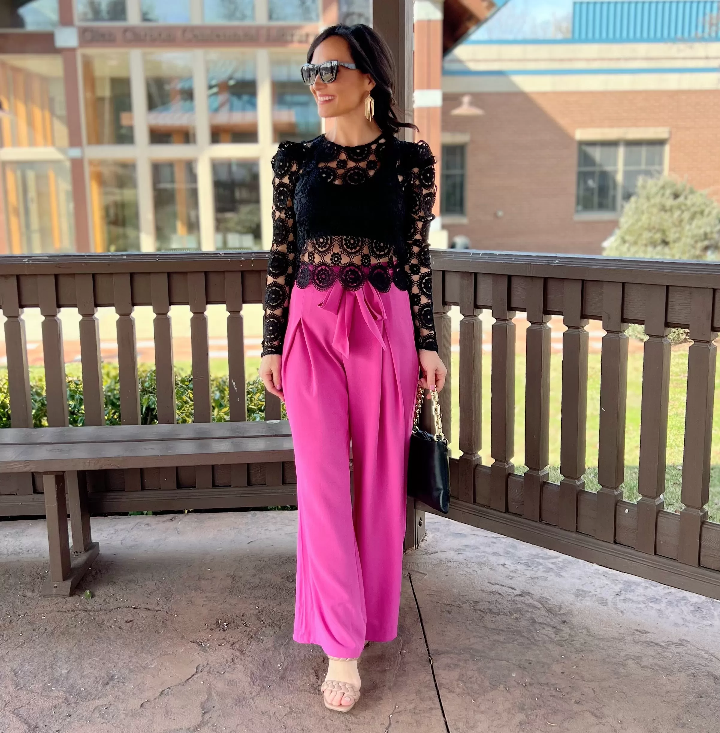 Berry Pink Solid Waist Tie Palazzo Pants