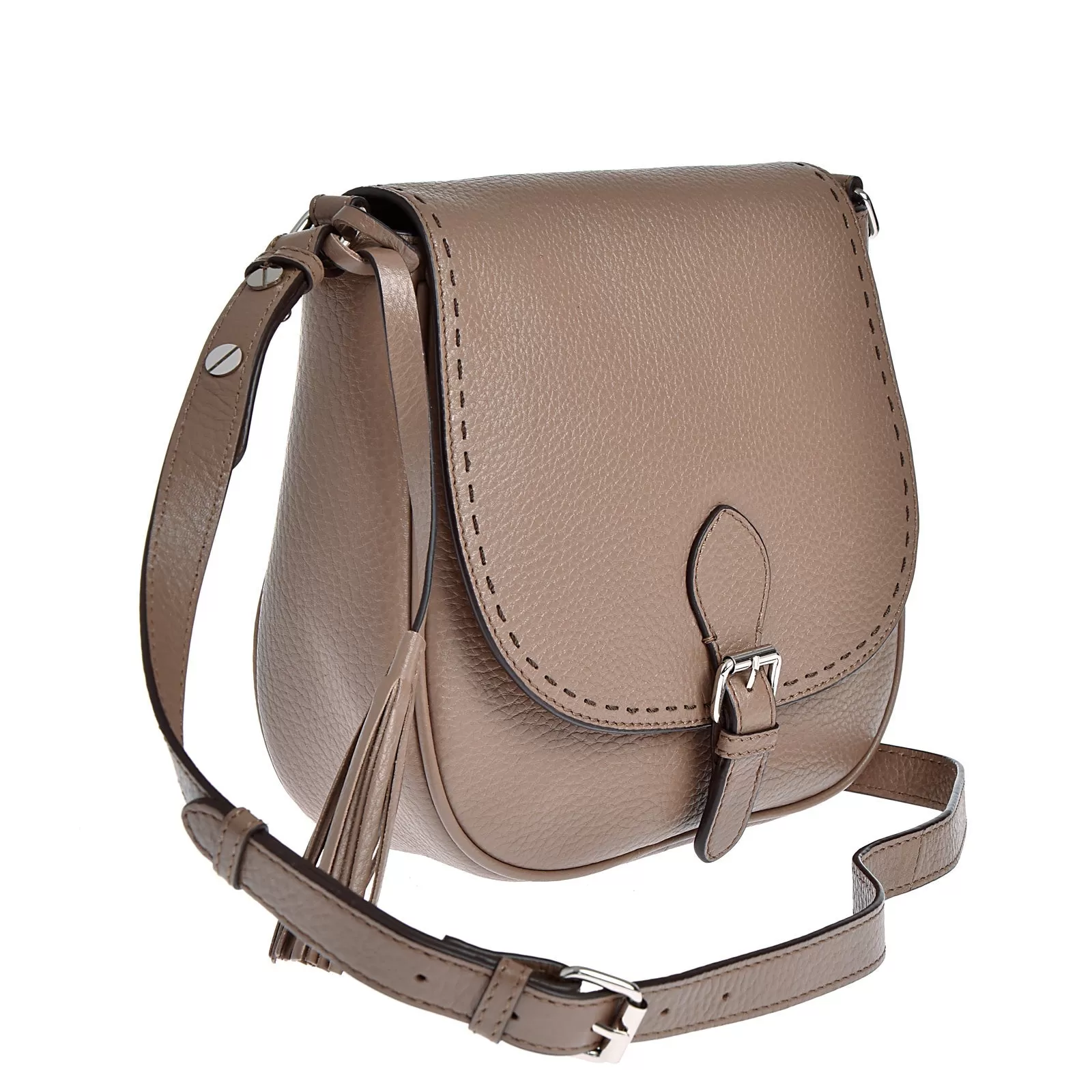 Besace Livia en cuir grainé - Taupe