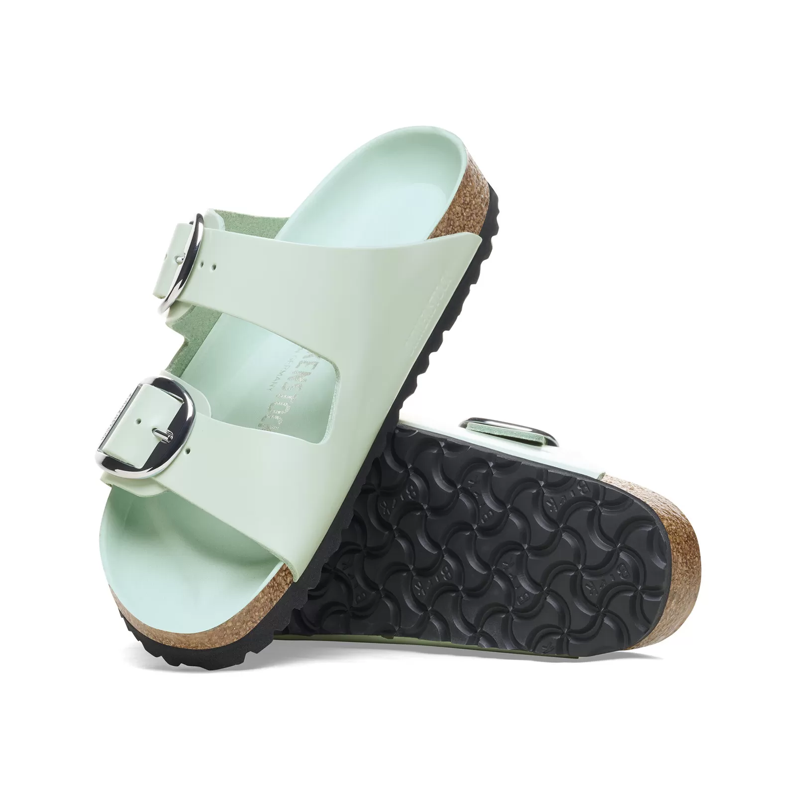 Birkenstock Arizona Big Buckle Slide Sandal (Women) - High Shine Surf Green Leather