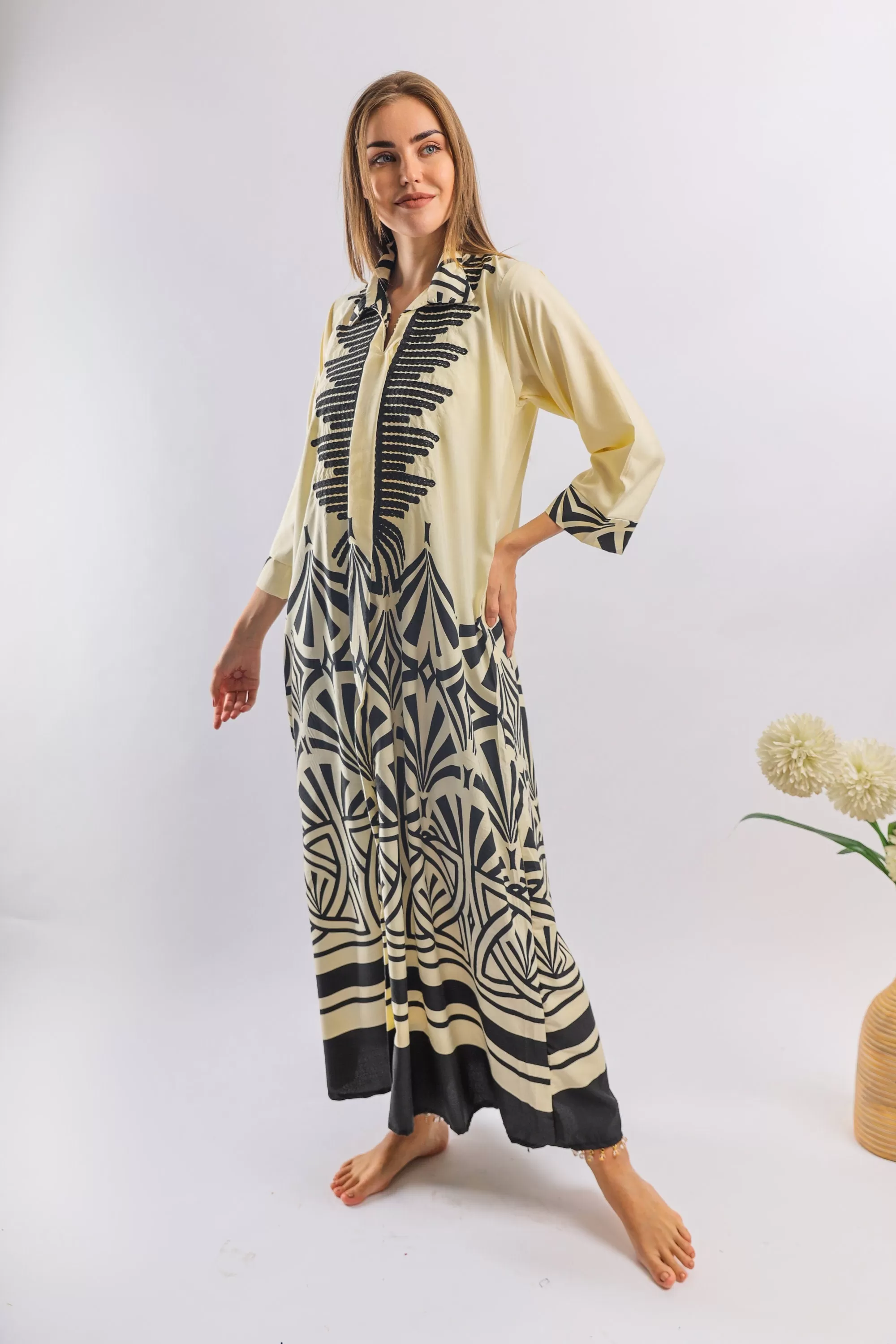 Black chic print embroidered caftan maxi dress, vibrant Caftan, caftans for women, embroidered Caftan dress, Caftan maxi dress, Kaftans