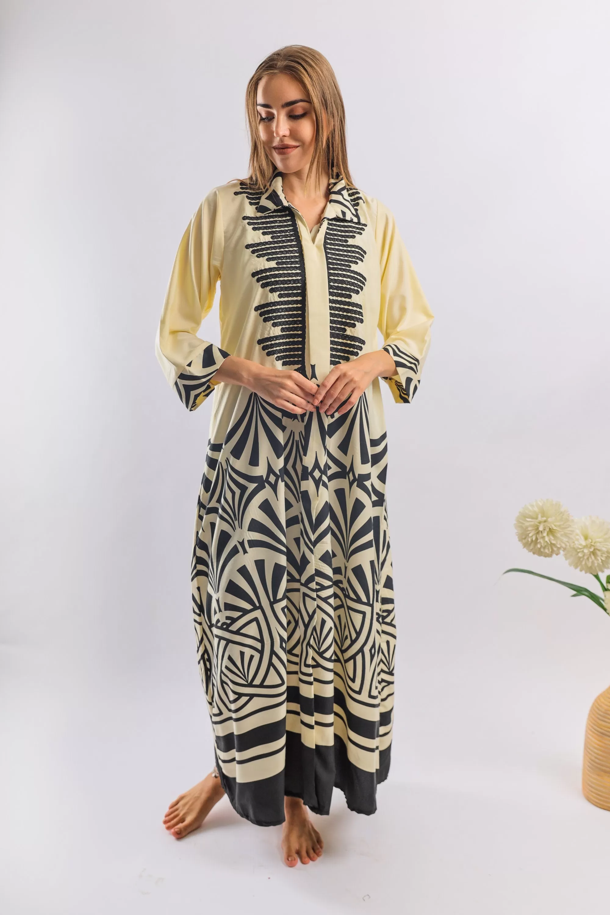 Black chic print embroidered caftan maxi dress, vibrant Caftan, caftans for women, embroidered Caftan dress, Caftan maxi dress, Kaftans