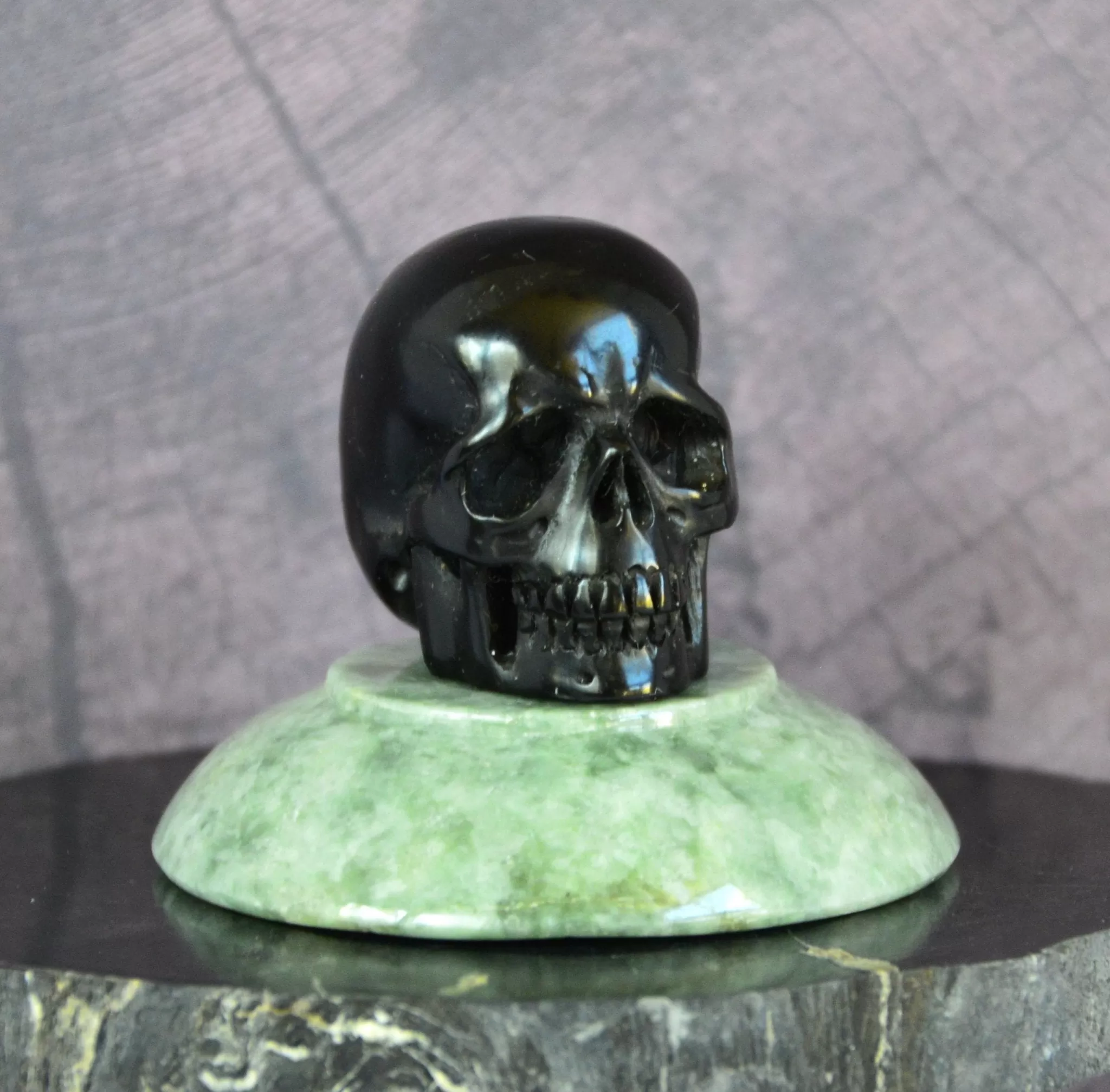 Black Jet Skull Carving