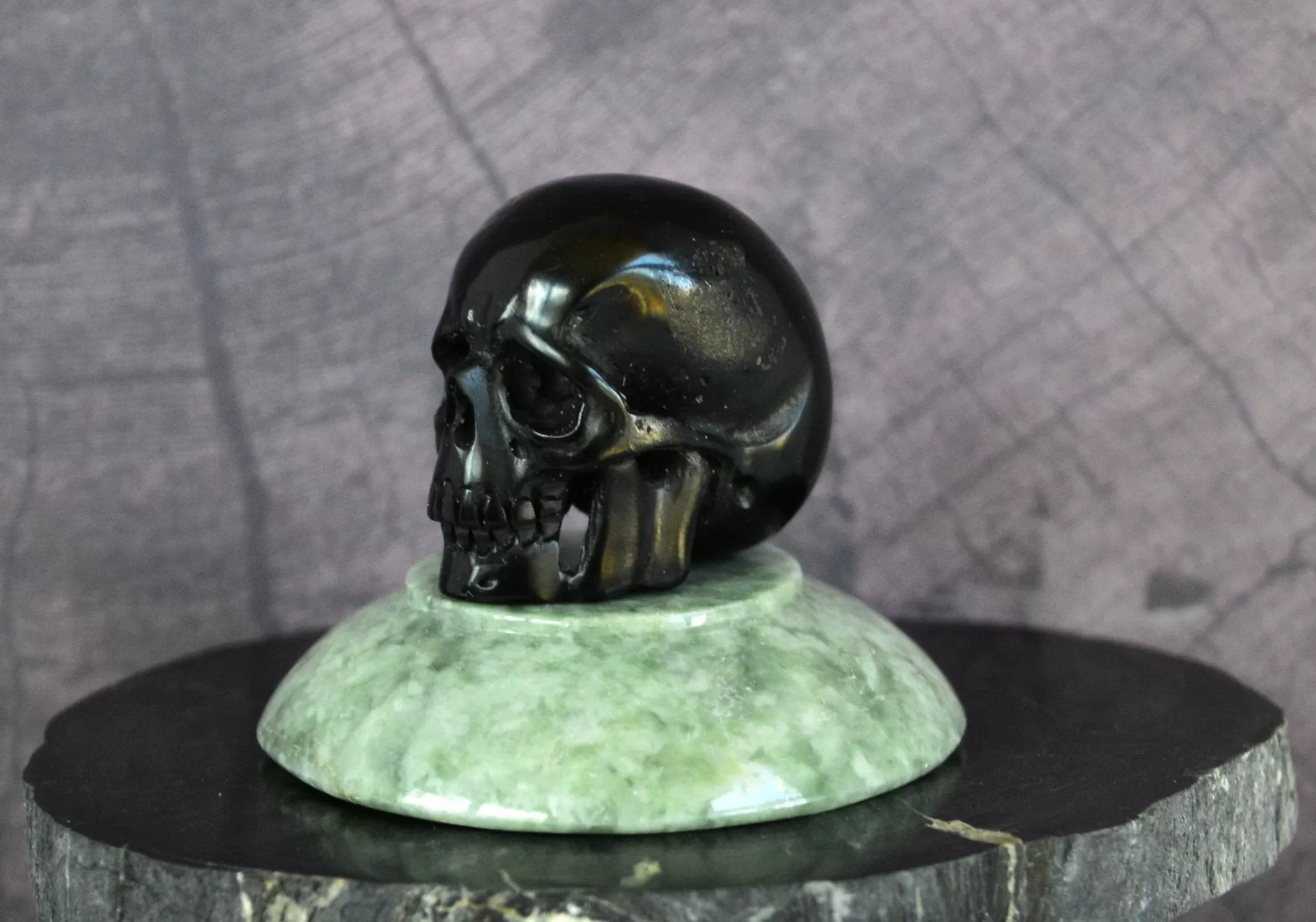 Black Jet Skull Carving