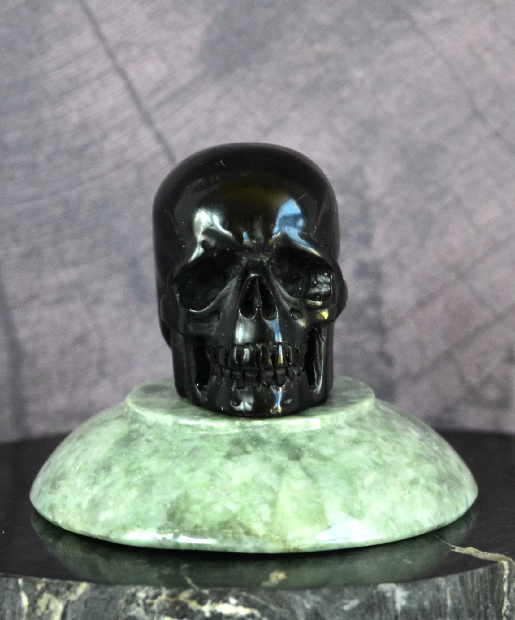 Black Jet Skull Carving