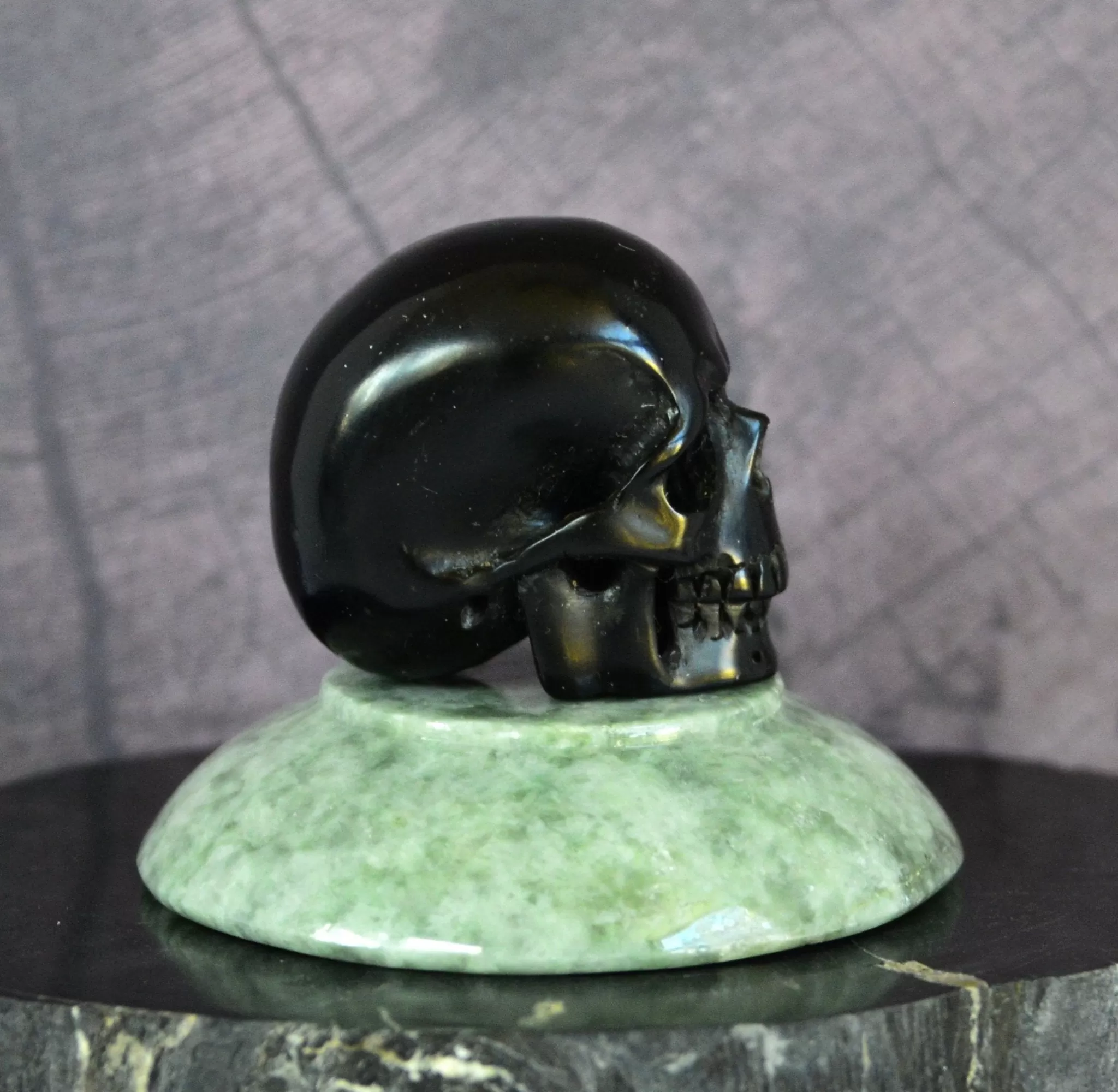 Black Jet Skull Carving