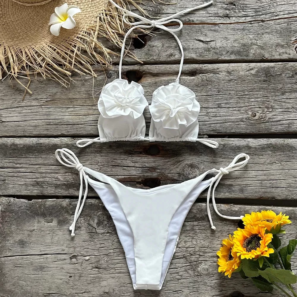 Blooming Paradise Brasilianischer 3D-Blumenbikini