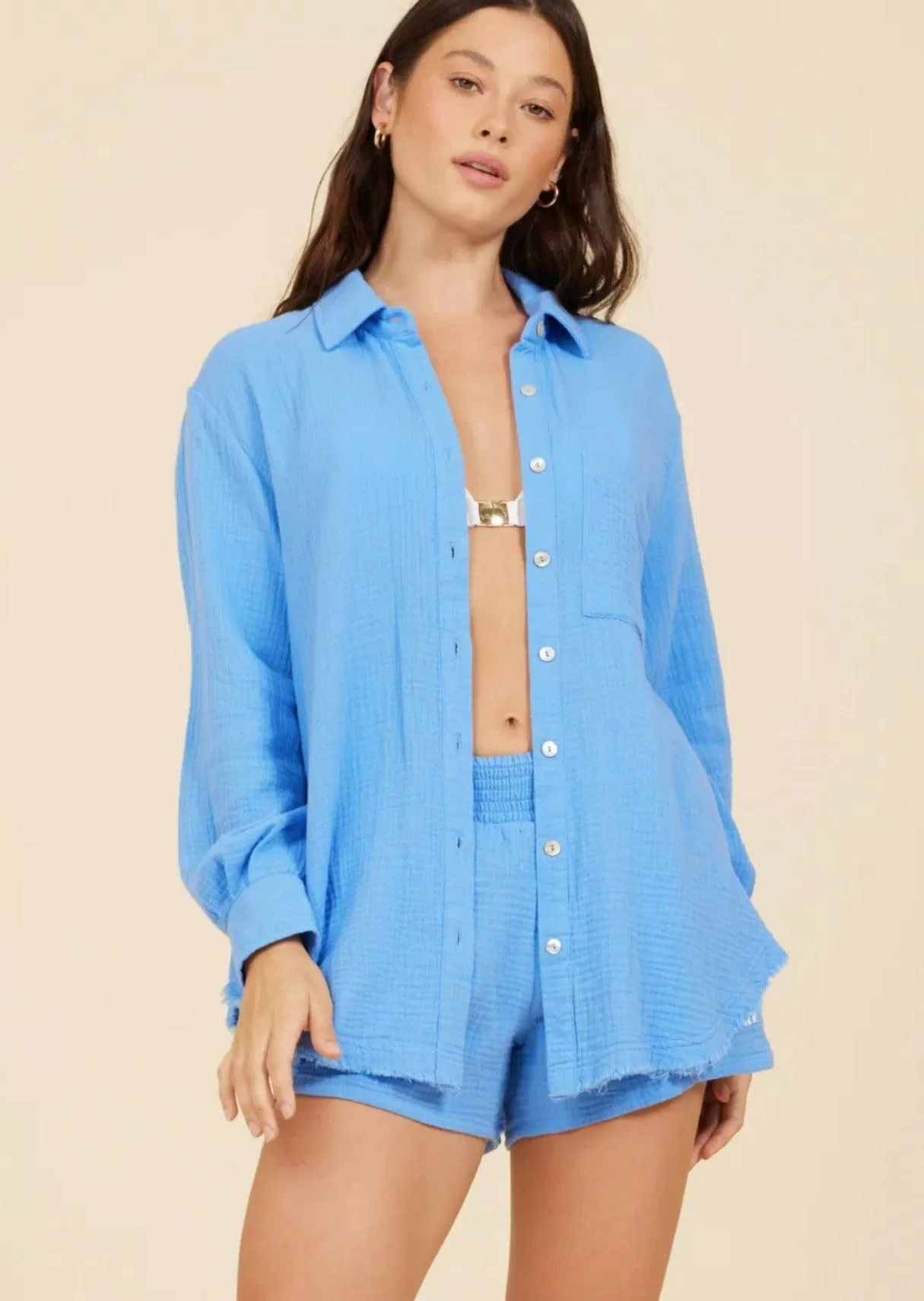 Blue Gauze Shirt Mykonos