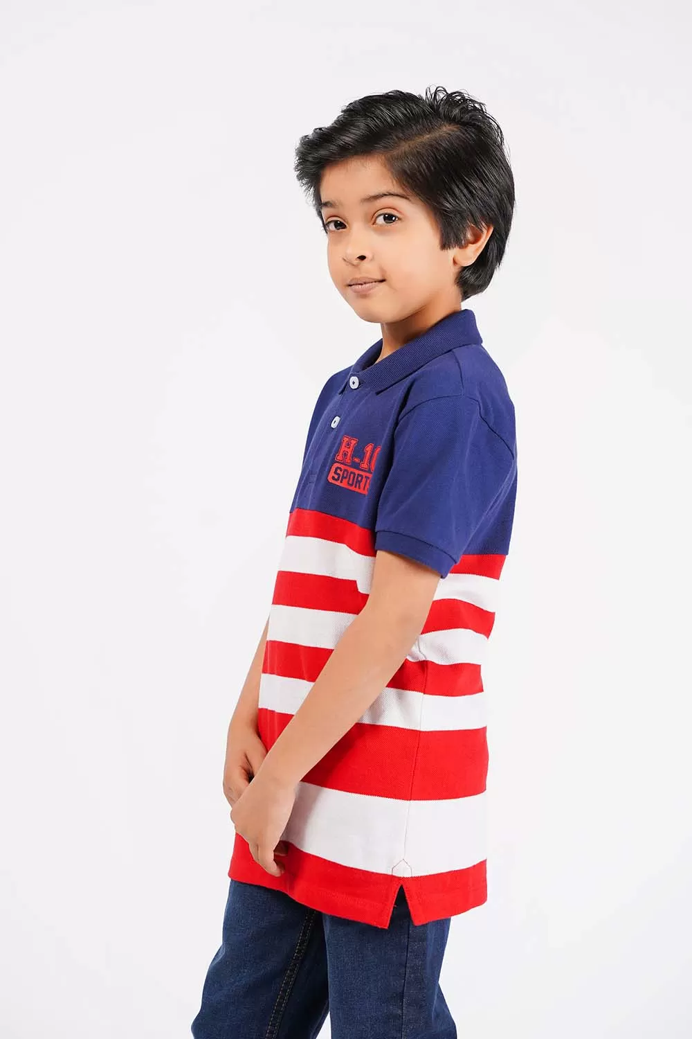 Boy's Short Sleeves Yarn Dyed Polo