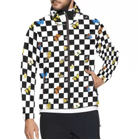 butterfly checker bw print Unisex All Over Print Windbreaker (Model H23)