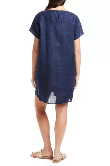 Castaway Oceanique Dress Navy Linen