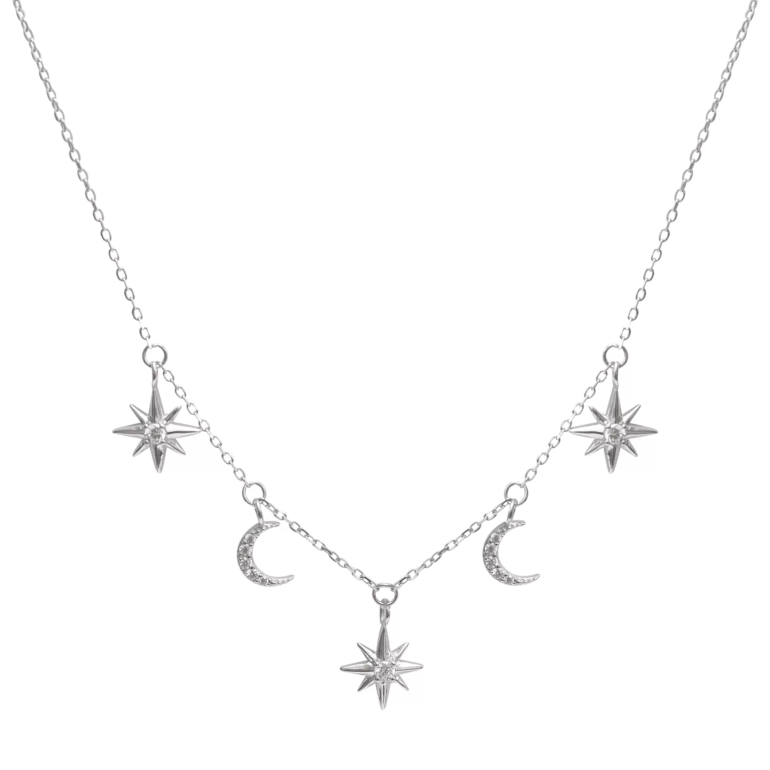 Celestial Charm Necklace in Silver