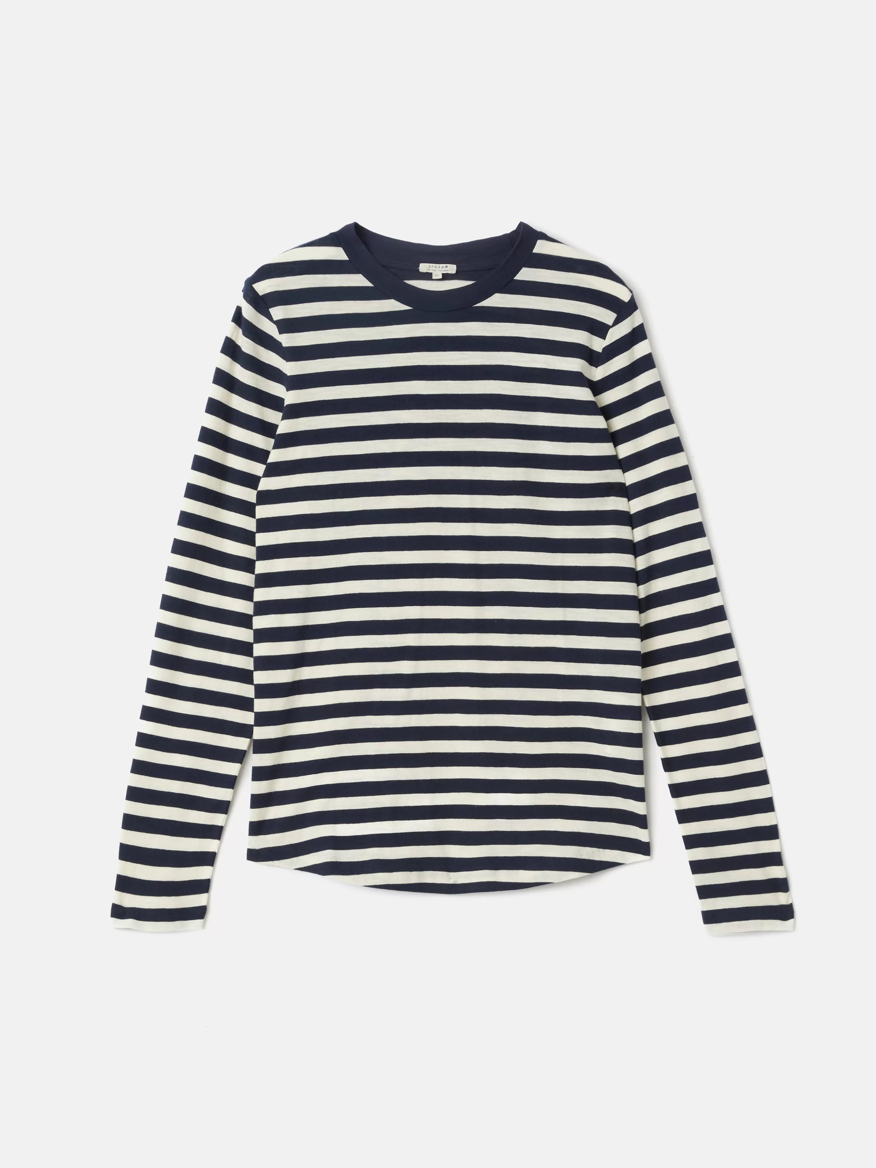 Cotton Slub Stripe Long Sleeve Tee | Navy