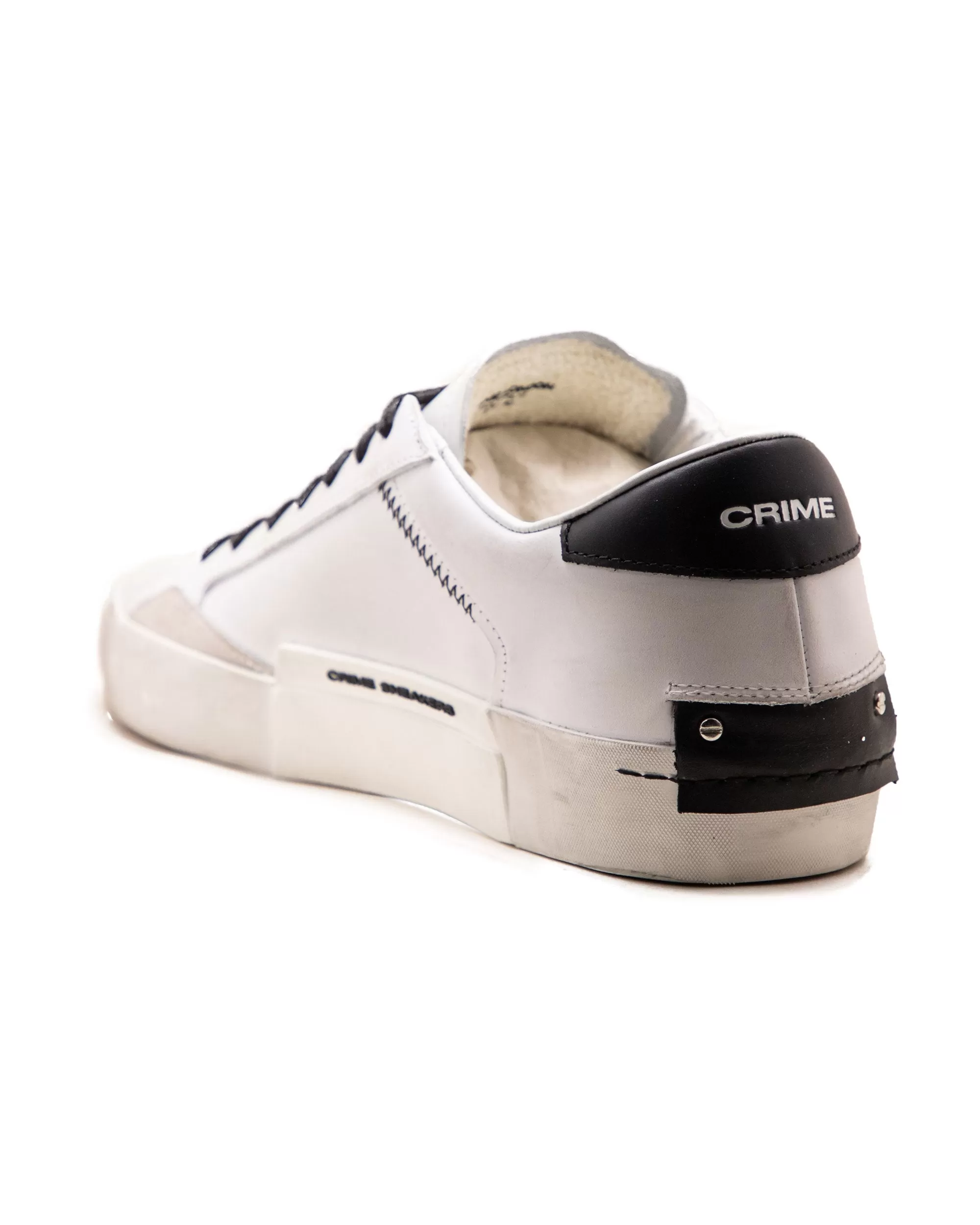 Crime London Low Top Distressed Bianco Nero