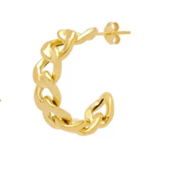 Curb Link Hoop Earrings - Gold