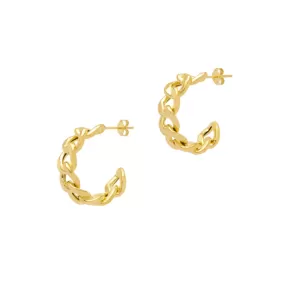 Curb Link Hoop Earrings - Gold