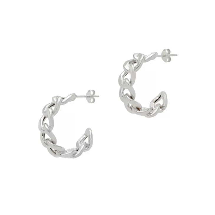 Curb Link Hoop Earrings - Gold