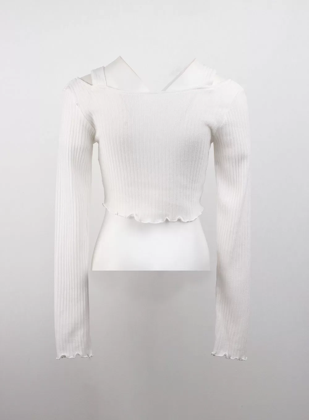 Cut Out Buttoned Long Sleeve Crop Top CJ408