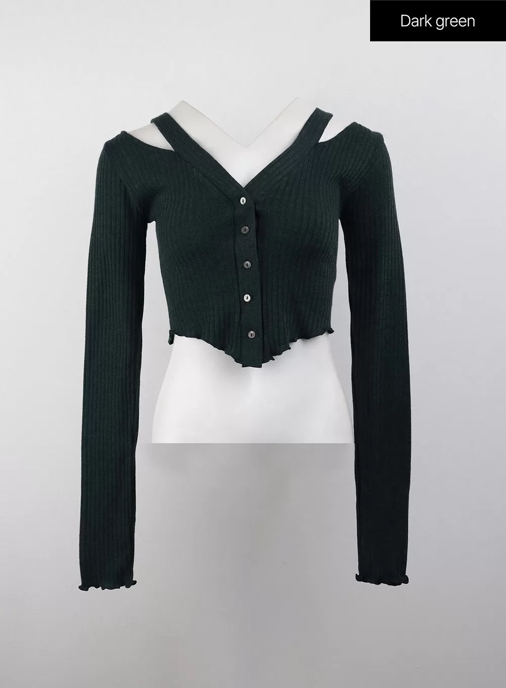 Cut Out Buttoned Long Sleeve Crop Top CJ408