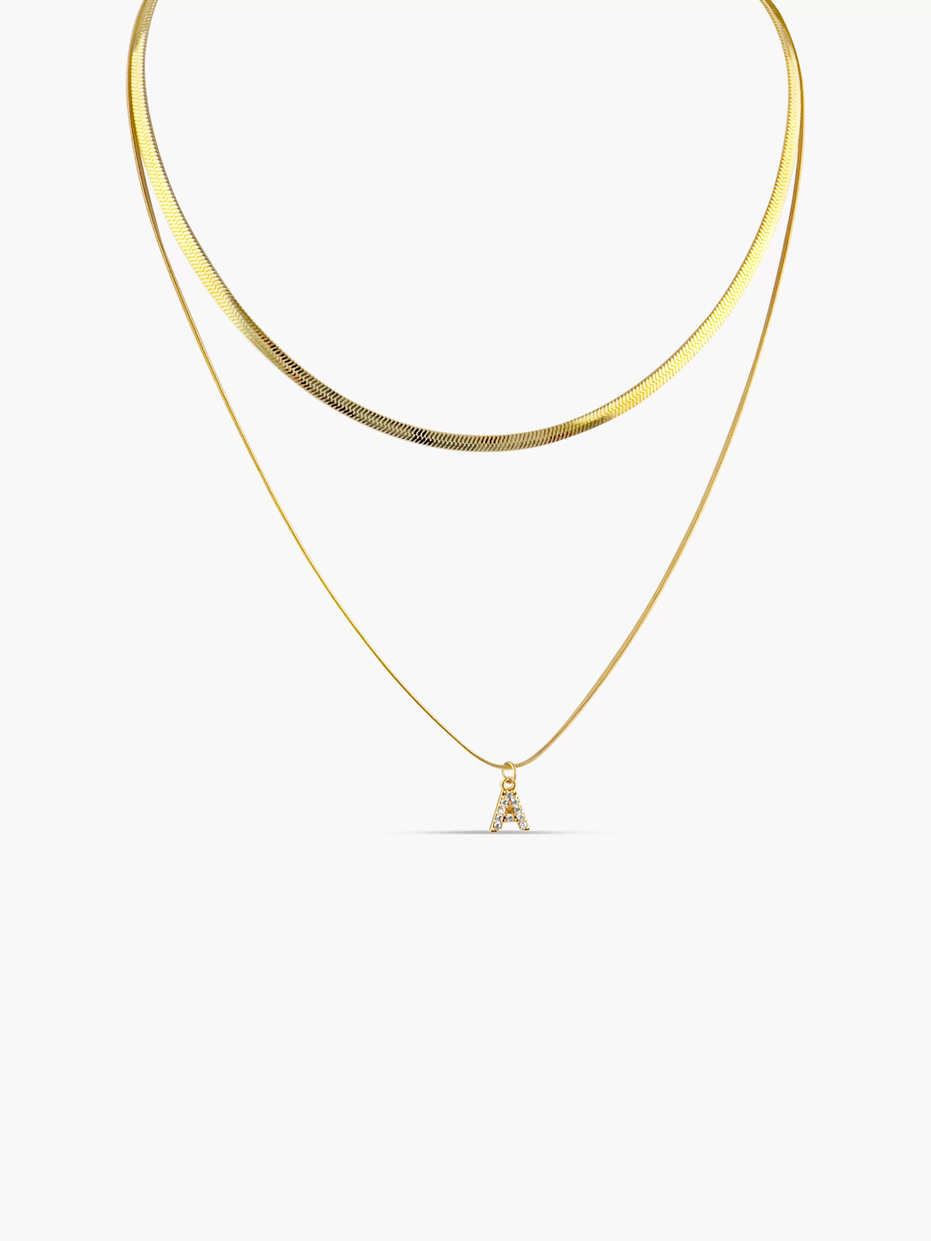 Eliza Snake Chain Initial Layered Necklace