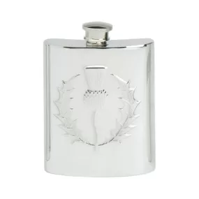 Embossed Thistle Hip Flask (pewter)